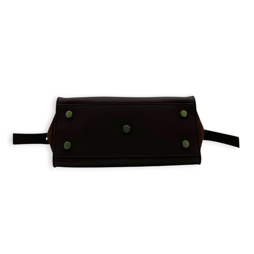 Cabas Tote Bag Medium Dark Tobacco in Calfskin, Gold hardware