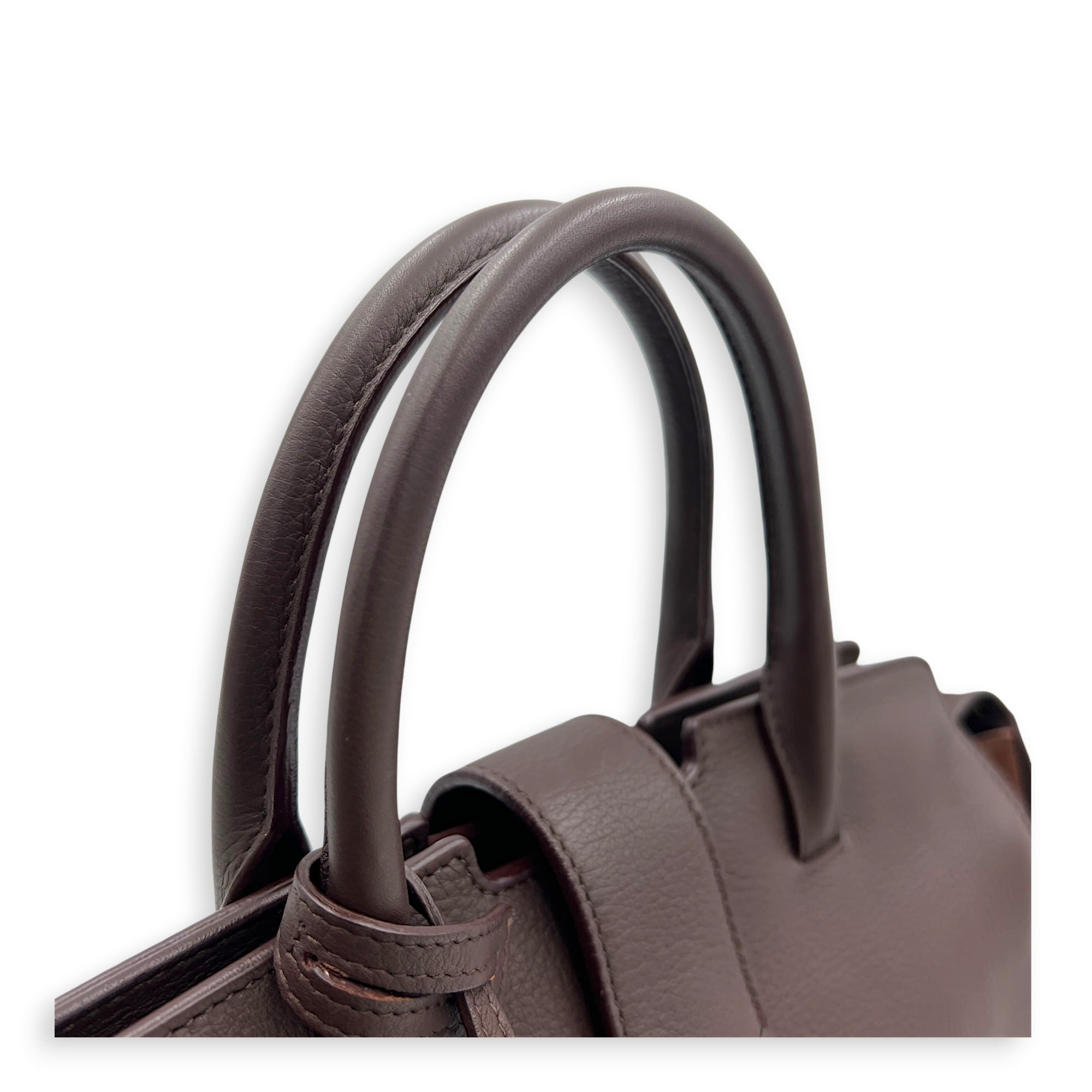 Cabas Tote Bag Medium Dark Tobacco in Calfskin, Gold hardware