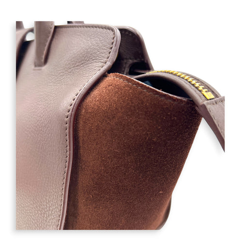 Cabas Tote Bag Medium Dark Tobacco in Calfskin, Gold hardware