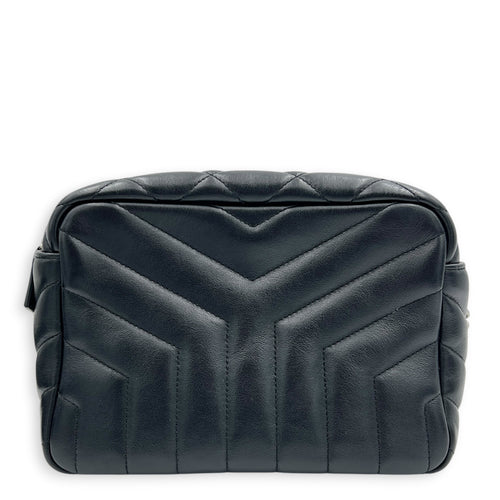 LouLou Camera Bag Small Noir in Lambskin, Silver hardware