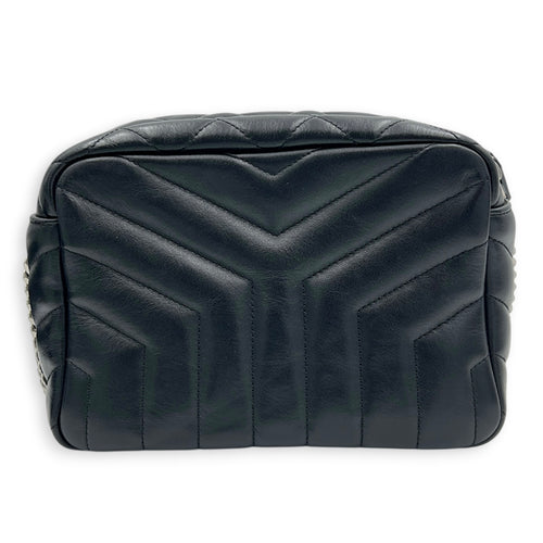 LouLou Camera Bag Small Noir in Lambskin, Silver hardware