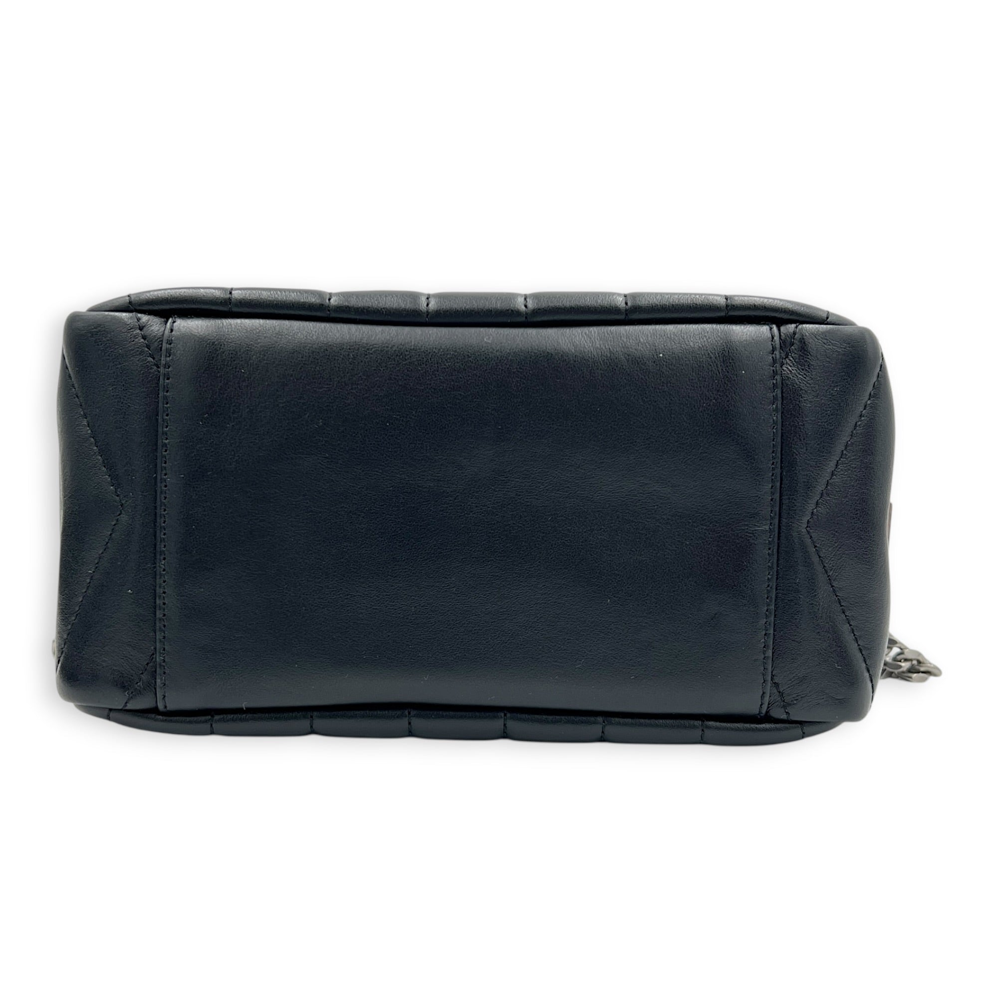 LouLou Camera Bag Small Noir in Lambskin, Silver hardware