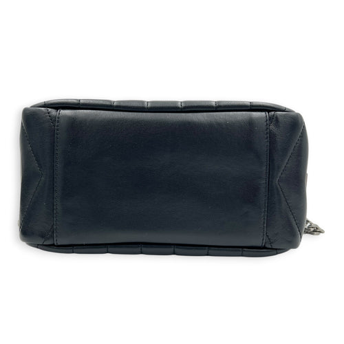 LouLou Camera Bag Small Noir in Lambskin, Silver hardware