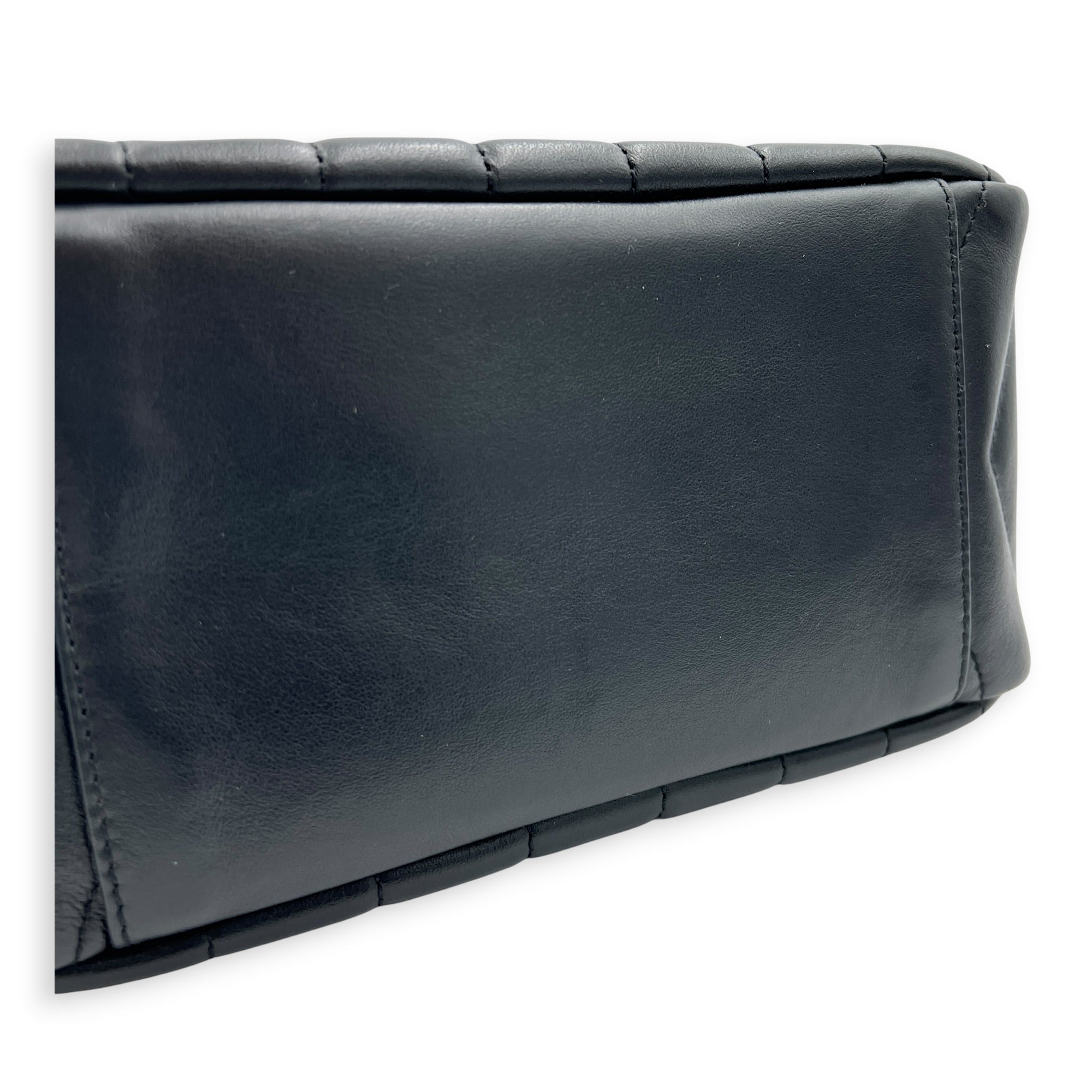 LouLou Camera Bag Small Noir in Lambskin, Silver hardware