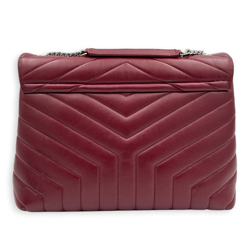 Loulou Shoulder Bag Medium Rouge Eros in Lambskin, Silver hardware