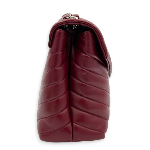 Loulou Shoulder Bag Medium Rouge Eros in Lambskin, Silver hardware