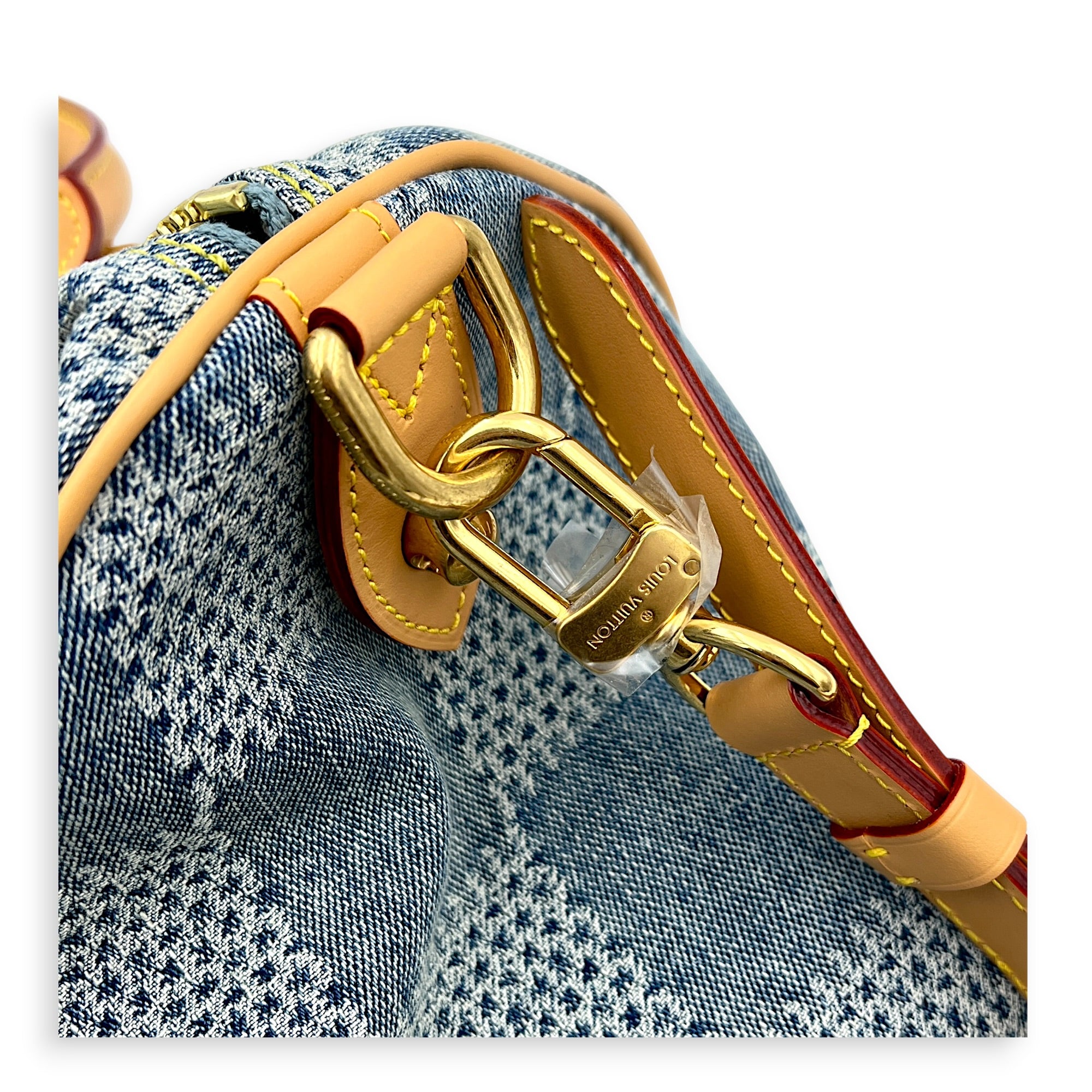 Speedy Bandouliere Top Handle Bag 40 Bleu Denim in Denim, Gold hardware