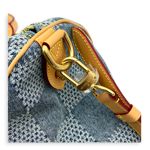 Speedy Bandouliere Top Handle Bag 40 Bleu Denim in Denim, Gold hardware