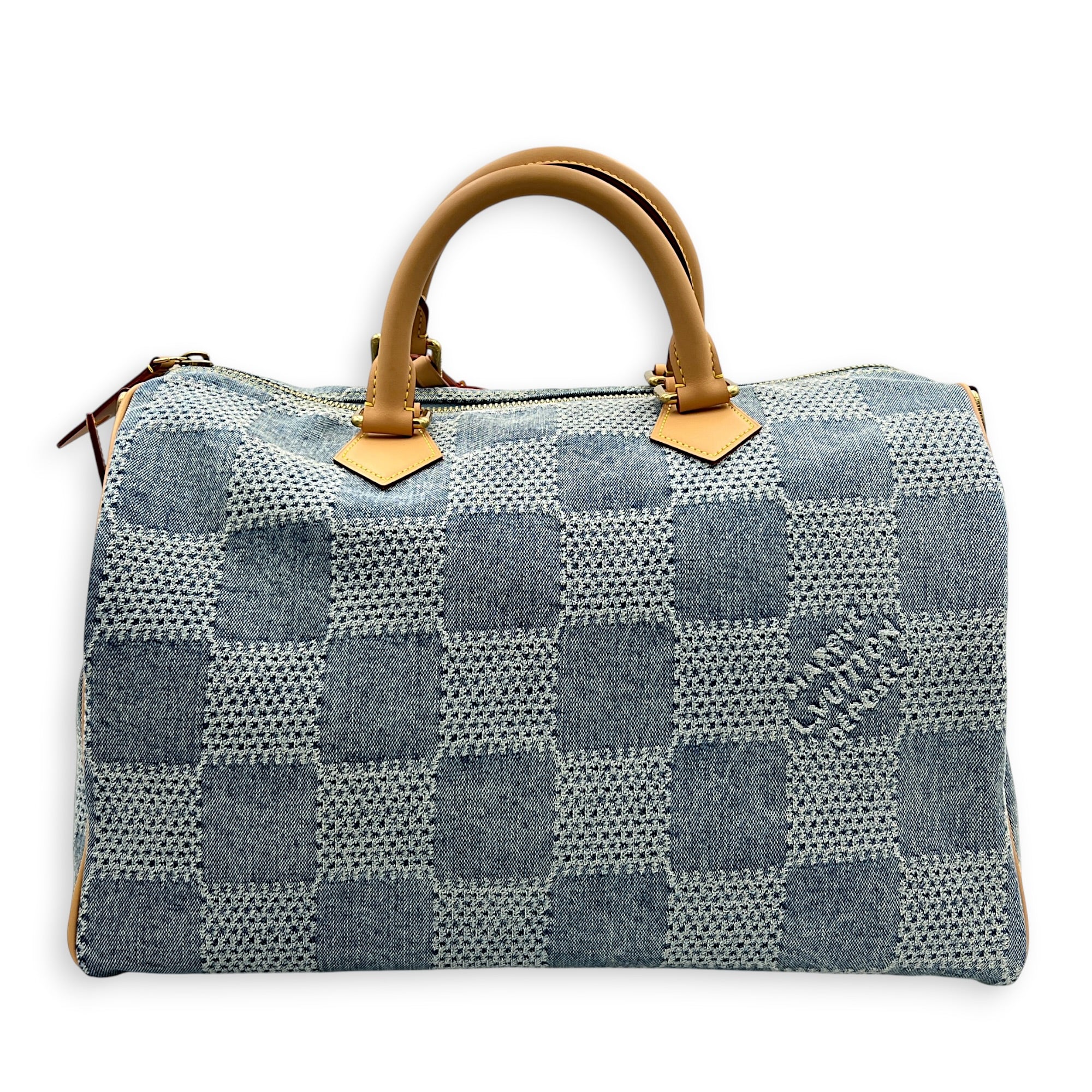 Speedy Bandouliere Top Handle Bag 40 Bleu Denim in Denim, Gold hardware