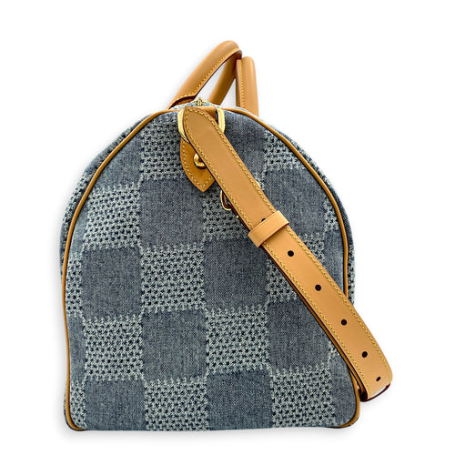 Speedy Bandouliere Top Handle Bag 40 Bleu Denim in Denim, Gold hardware