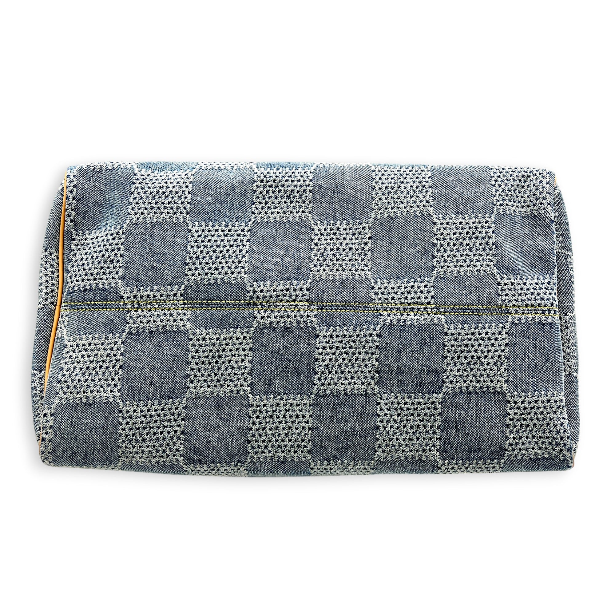 Speedy Bandouliere Top Handle Bag 40 Bleu Denim in Denim, Gold hardware