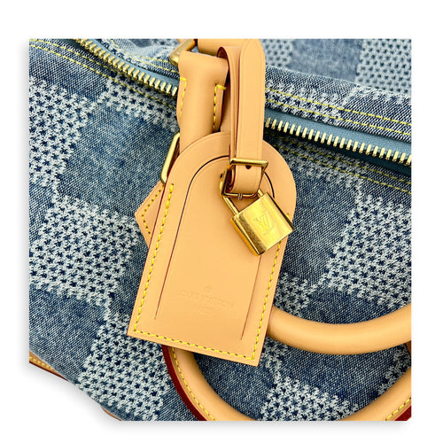 Speedy Bandouliere Top Handle Bag 40 Bleu Denim in Denim, Gold hardware