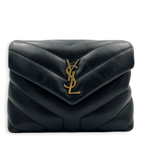 Loulou Toy Black Shoulder Bag in Calfskin, Gold hardware