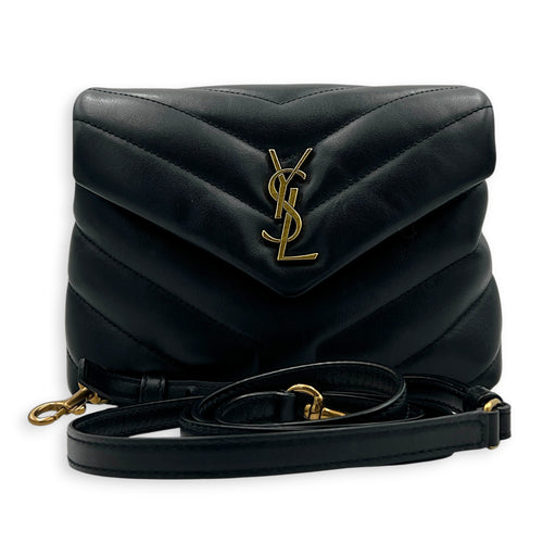 Loulou Toy Black Shoulder Bag in Calfskin, Gold hardware