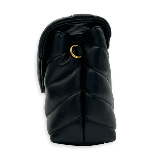 Loulou Toy Black Shoulder Bag in Calfskin, Gold hardware
