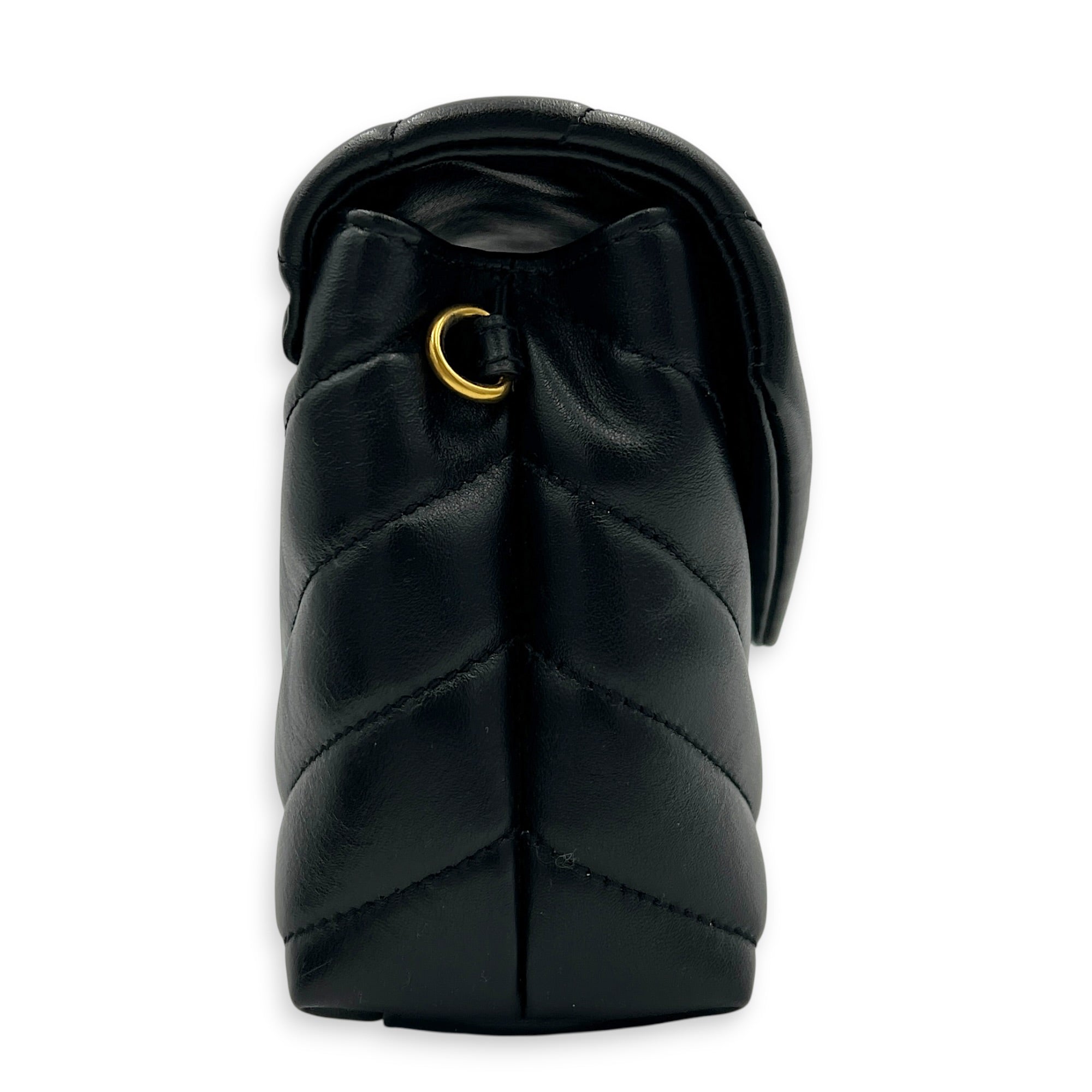 Loulou Toy Black Shoulder Bag in Calfskin, Gold hardware