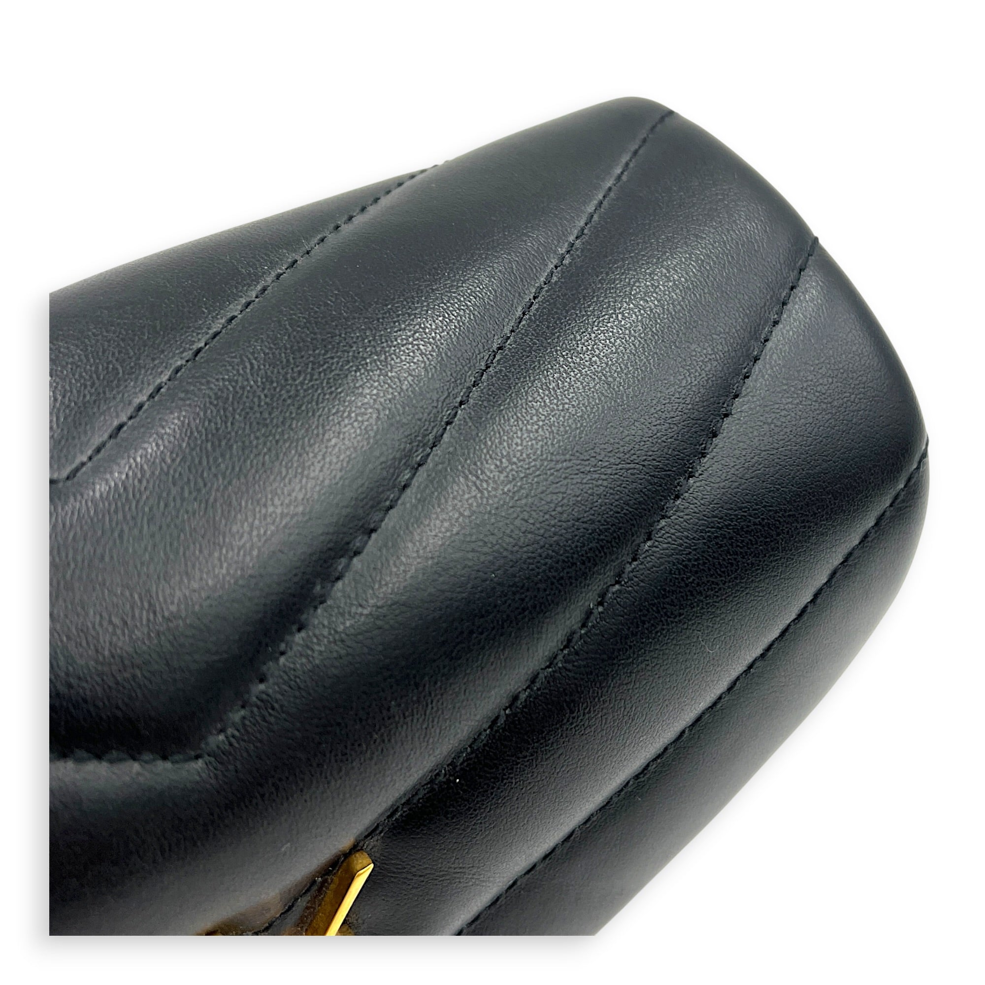 Loulou Toy Black Shoulder Bag in Calfskin, Gold hardware