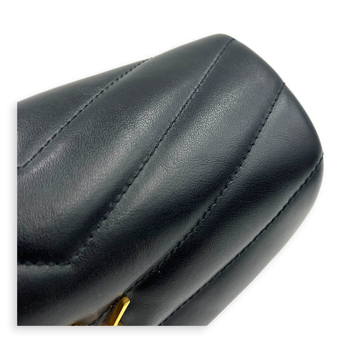 Loulou Toy Black Shoulder Bag in Calfskin, Gold hardware