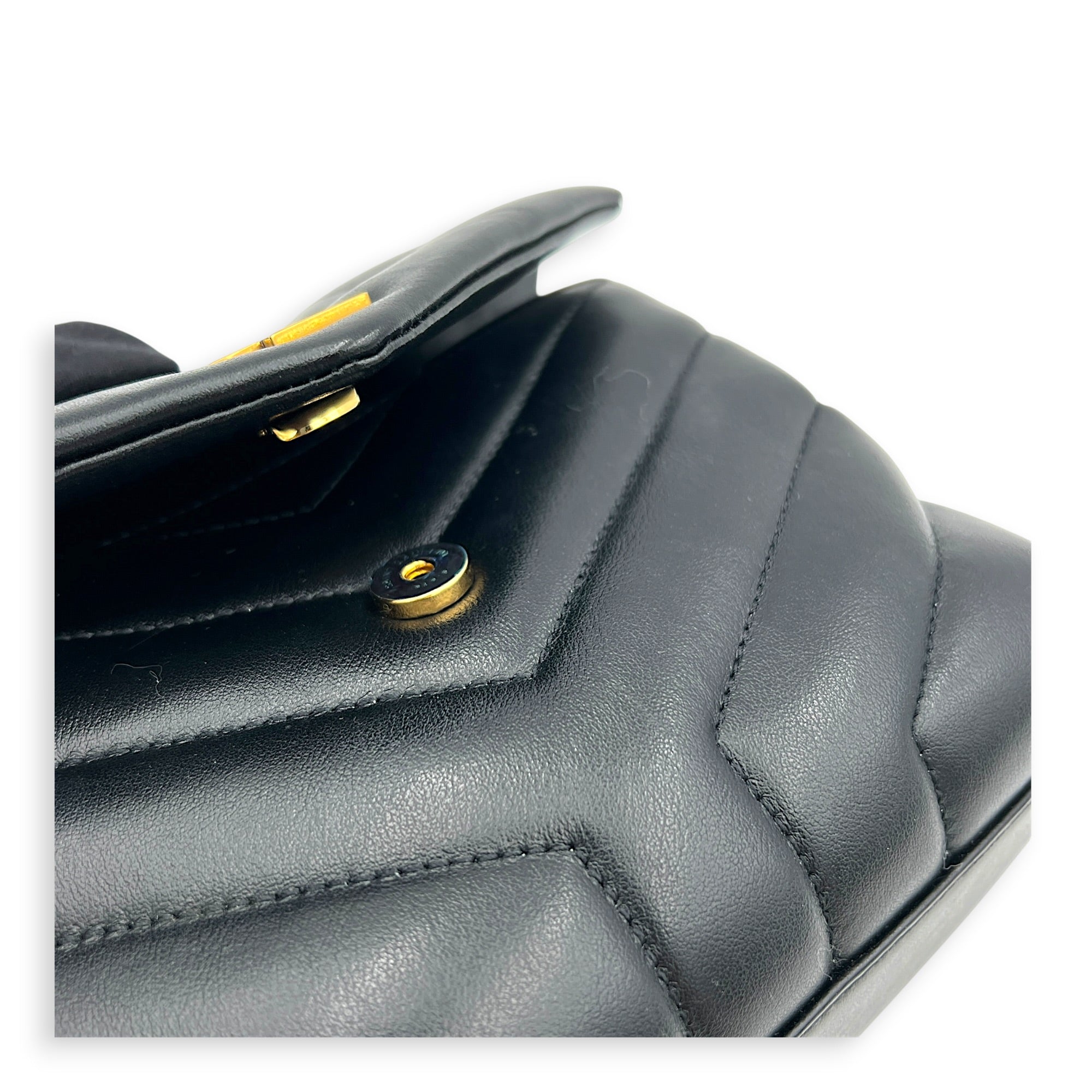 Loulou Toy Black Shoulder Bag in Calfskin, Gold hardware