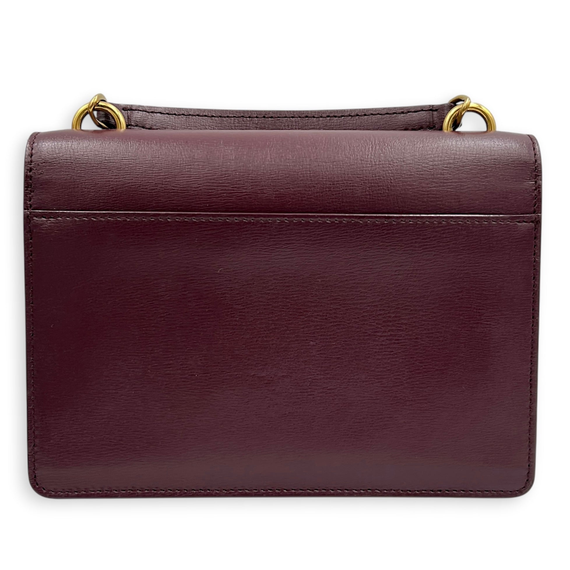 Sunset Shoulder Bag Small Bordeaux in Calfskin, Gold hardware