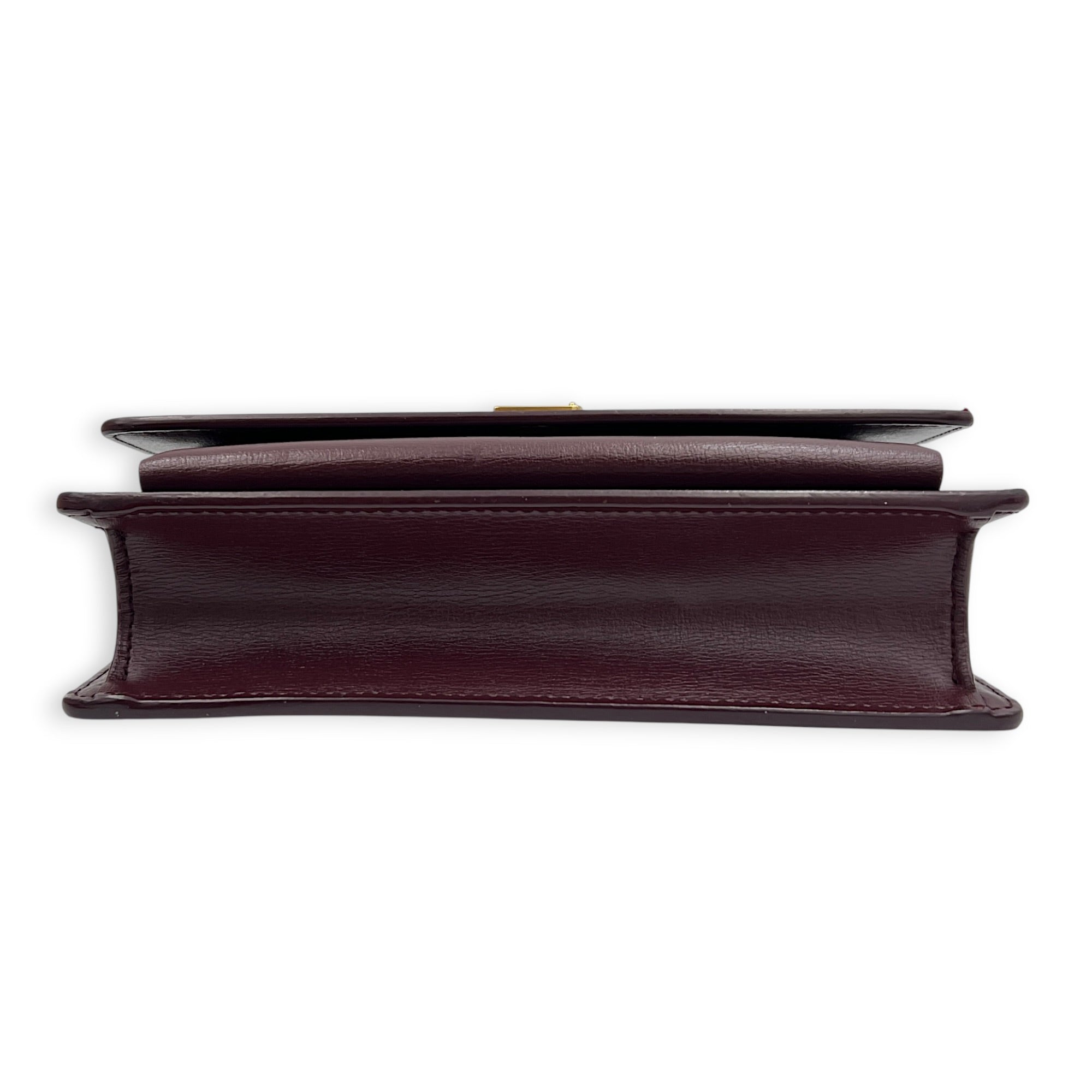 Sunset Shoulder Bag Small Bordeaux in Calfskin, Gold hardware