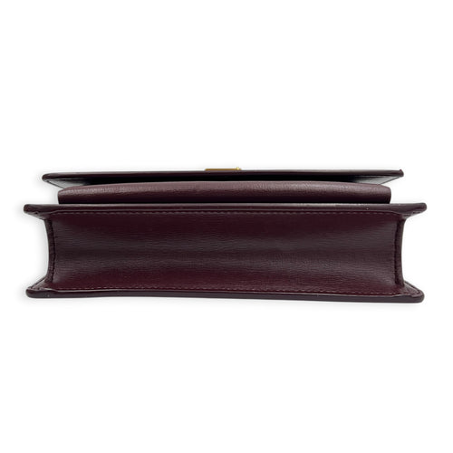 Sunset Shoulder Bag Small Bordeaux in Calfskin, Gold hardware