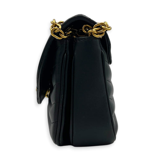 New Wave Shoulder Bag MM Black in Calfskin, Gold hardware
