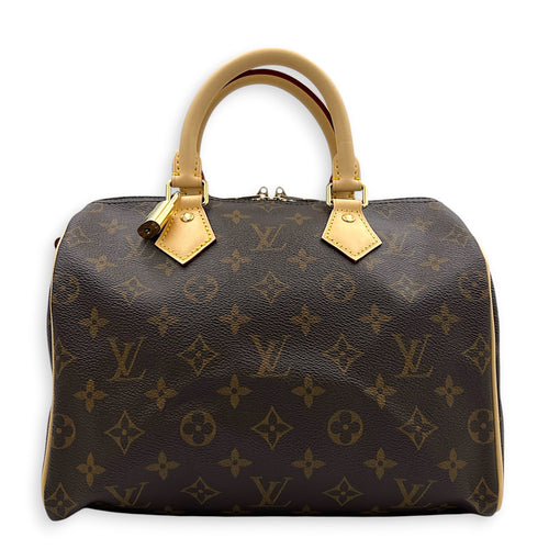 Speedy Top Handle Bag 25 Brown in Monogram Coated Canvas, Gold hardware