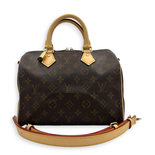 Speedy Top Handle Bag 25 Brown in Monogram Coated Canvas, Gold hardware
