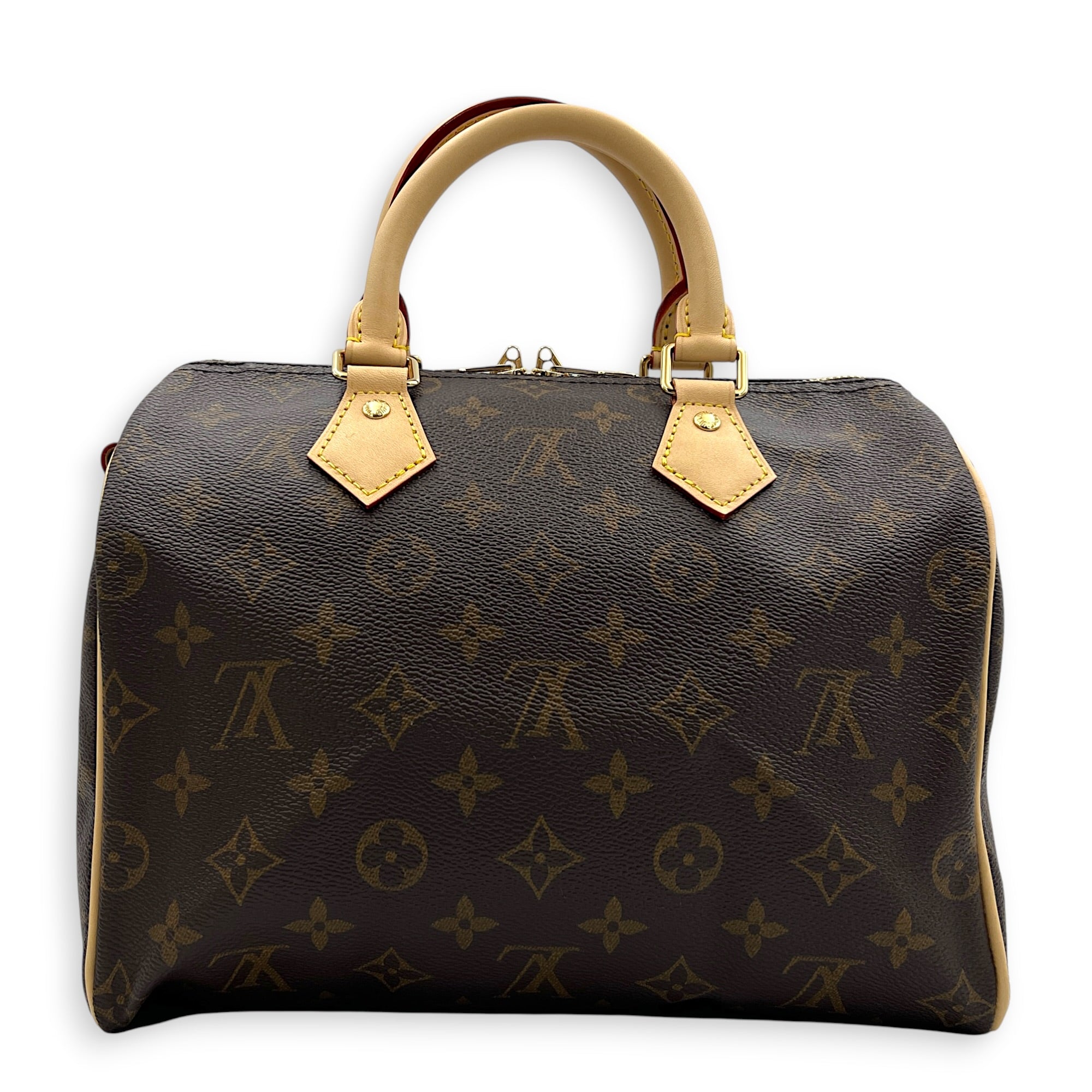 Speedy Top Handle Bag 25 Brown in Monogram Coated Canvas, Gold hardware