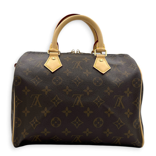 Speedy Top Handle Bag 25 Brown in Monogram Coated Canvas, Gold hardware