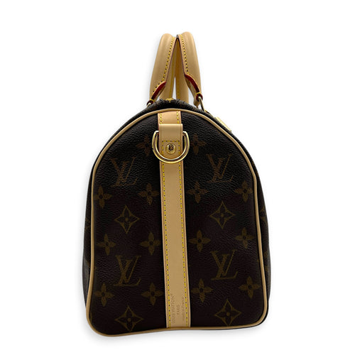 Speedy Top Handle Bag 25 Brown in Monogram Coated Canvas, Gold hardware
