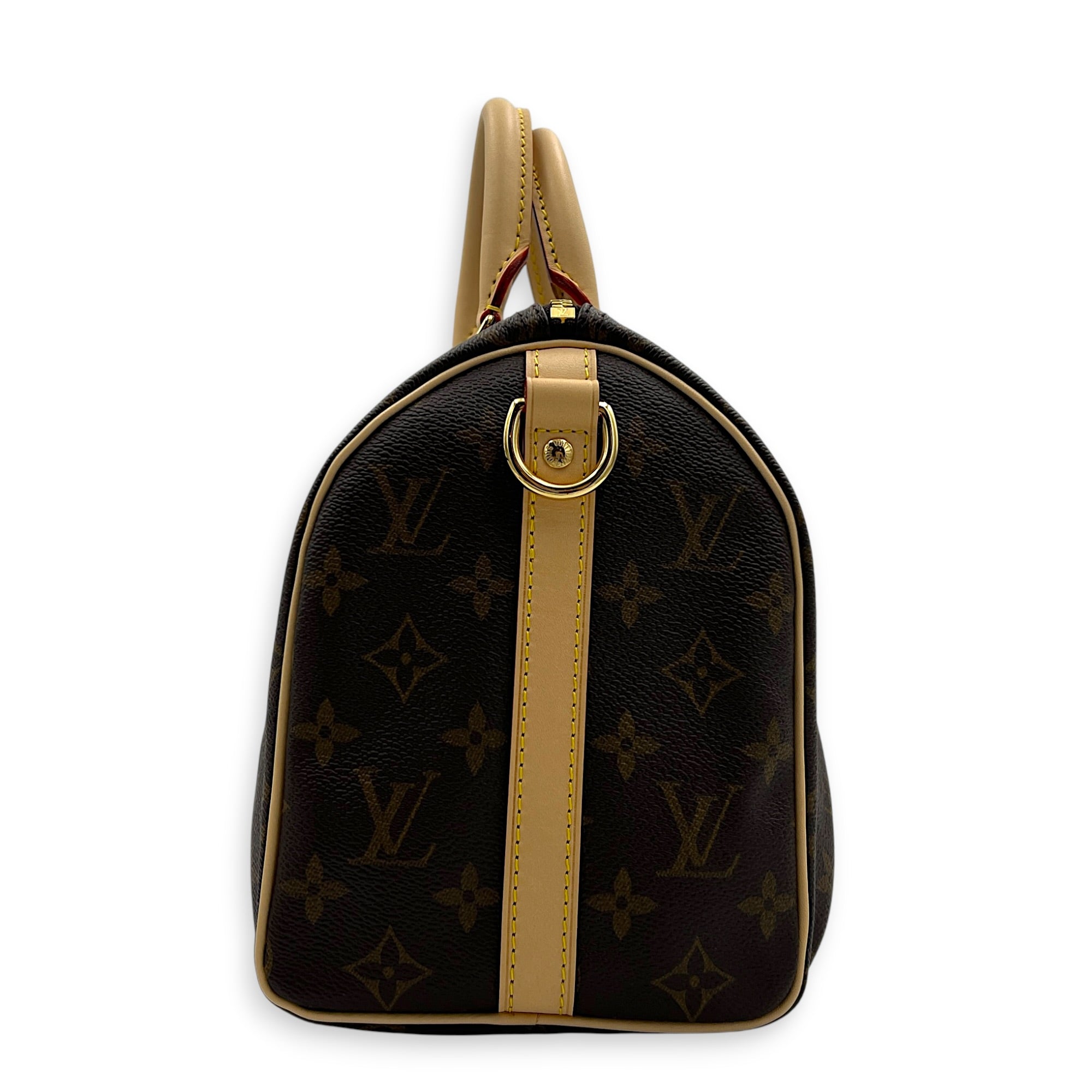 Speedy Top Handle Bag 25 Brown in Monogram Coated Canvas, Gold hardware