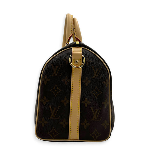 Speedy Top Handle Bag 25 Brown in Monogram Coated Canvas, Gold hardware