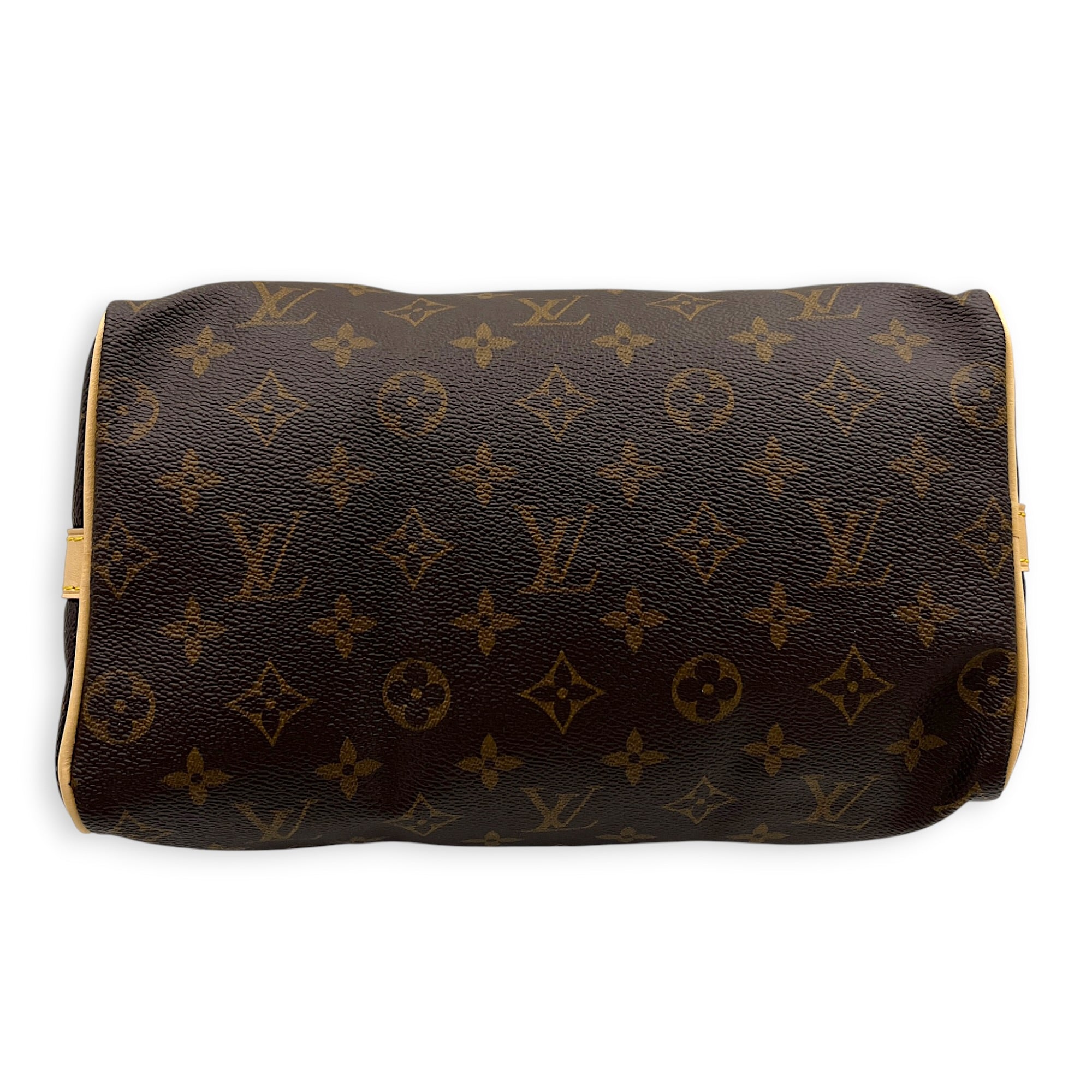 Speedy Top Handle Bag 25 Brown in Monogram Coated Canvas, Gold hardware