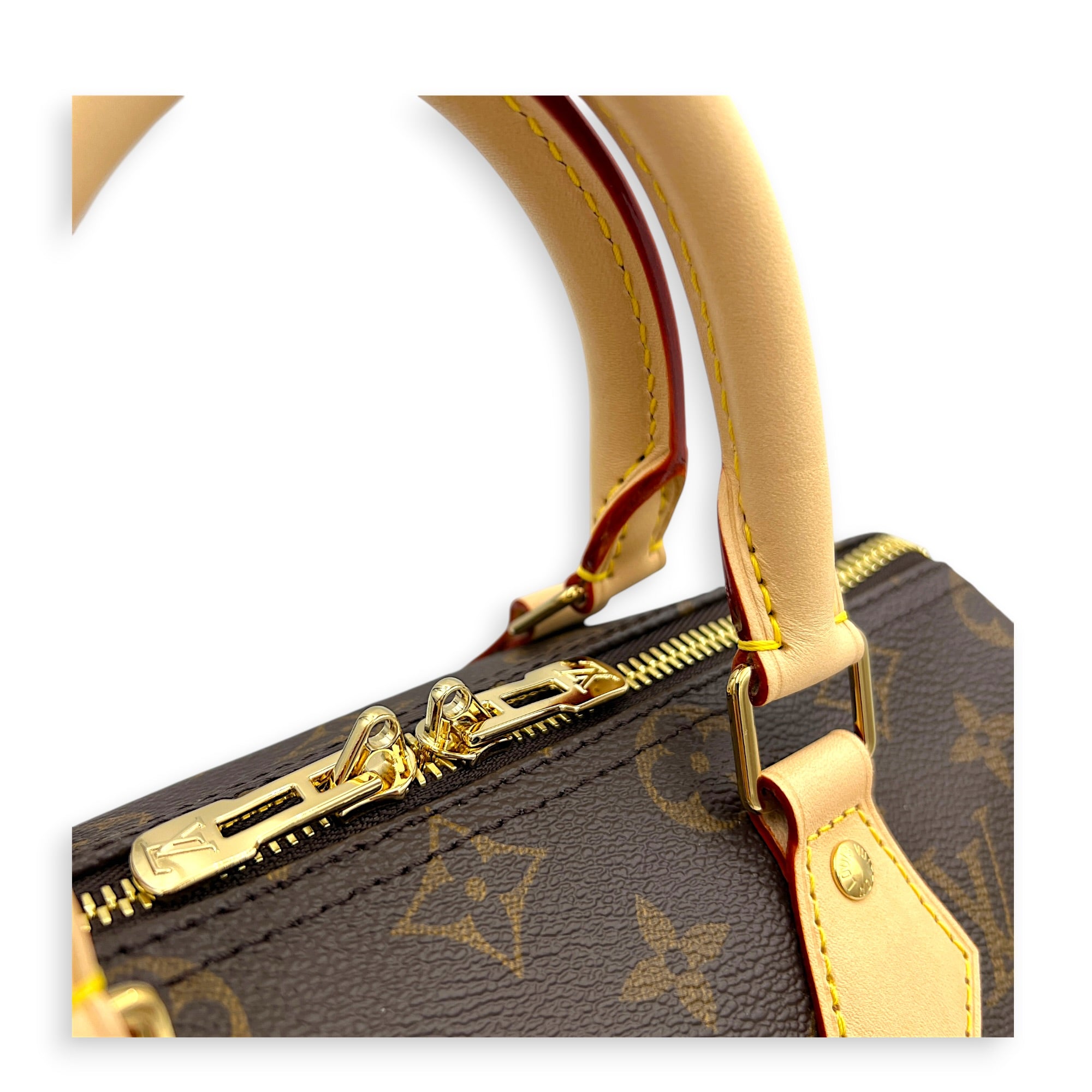 Speedy Top Handle Bag 25 Brown in Monogram Coated Canvas, Gold hardware
