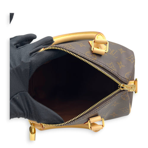 Speedy Top Handle Bag 25 Brown in Monogram Coated Canvas, Gold hardware