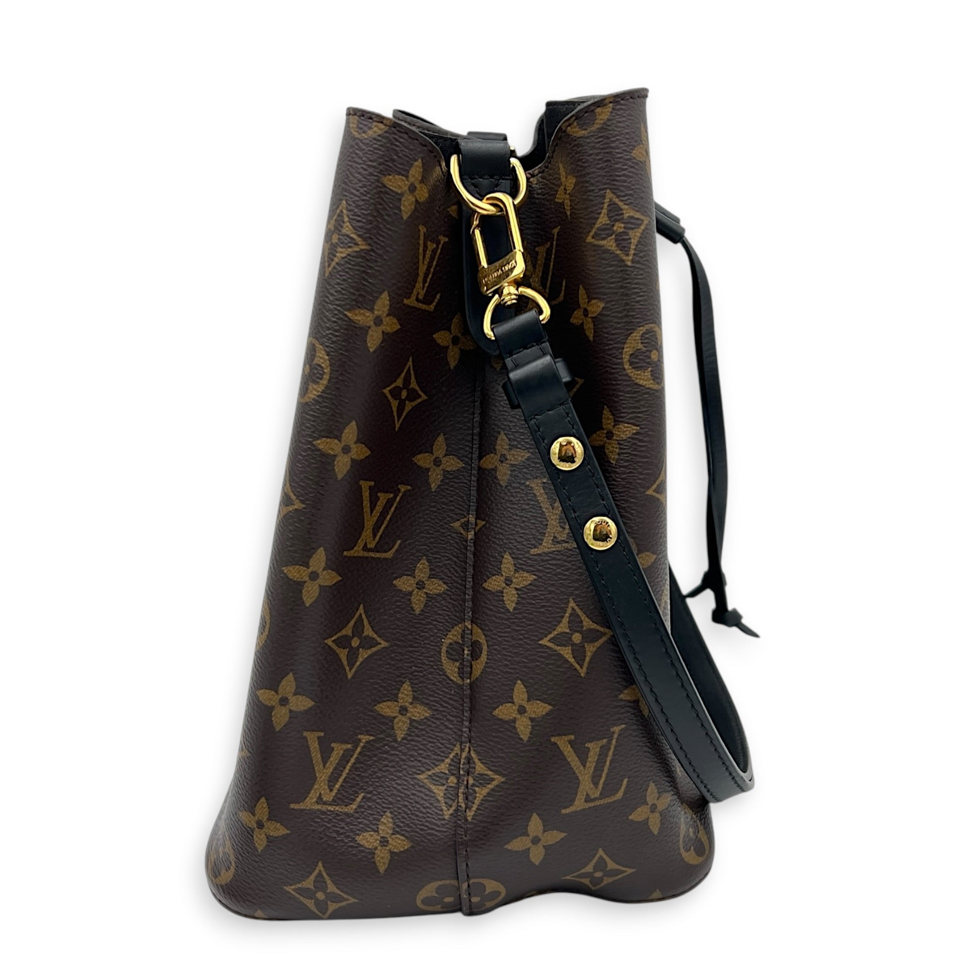 NeoNoe Bucket Bag MM Brown in Monogram Coated Canvas, Gold hardware