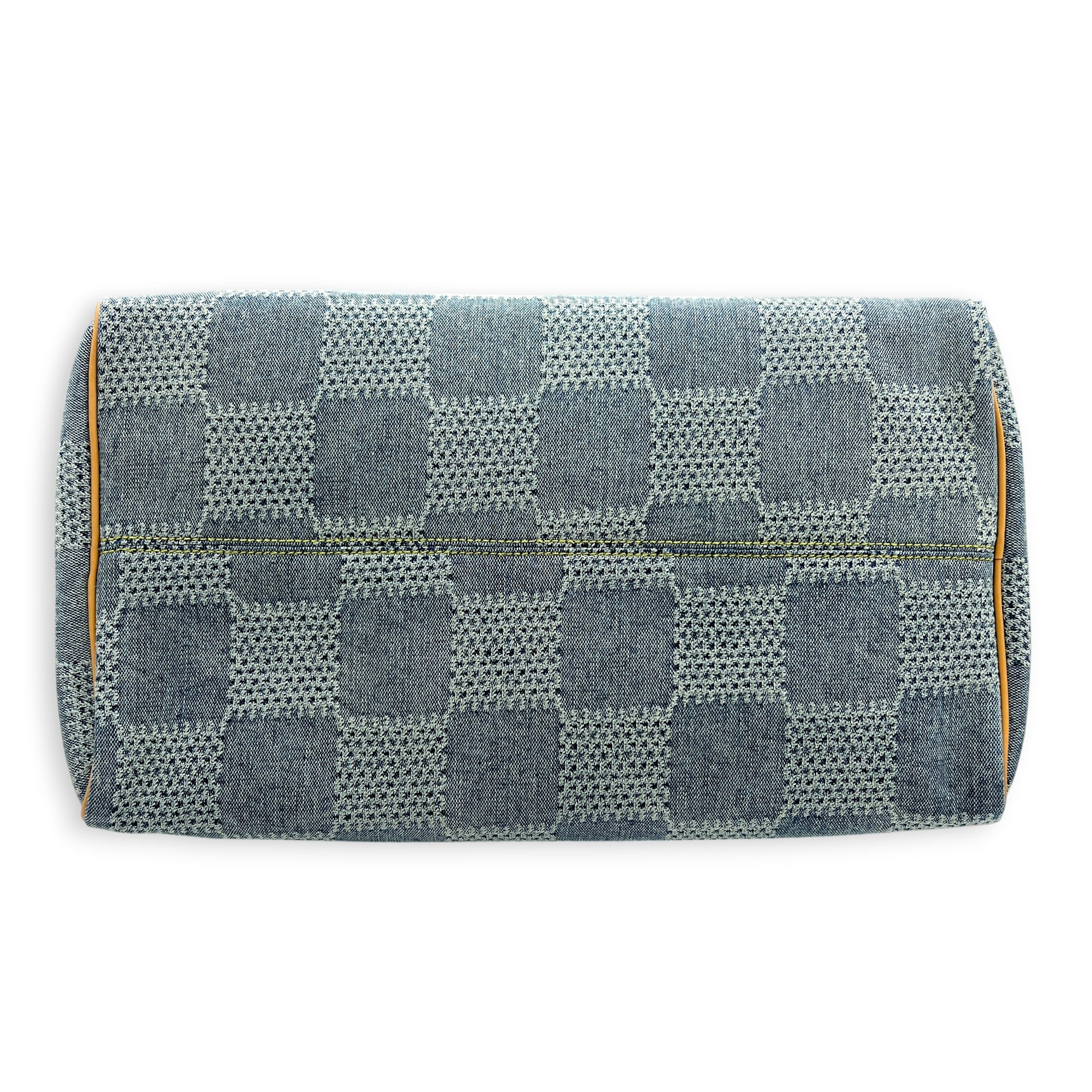 Speedy Top Handle Bag 40 Damier Giant Denim in Denim, Gold hardware