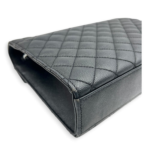 Envelope Black Shoulder Bag in Caviar Leather, Gunmetal hardware