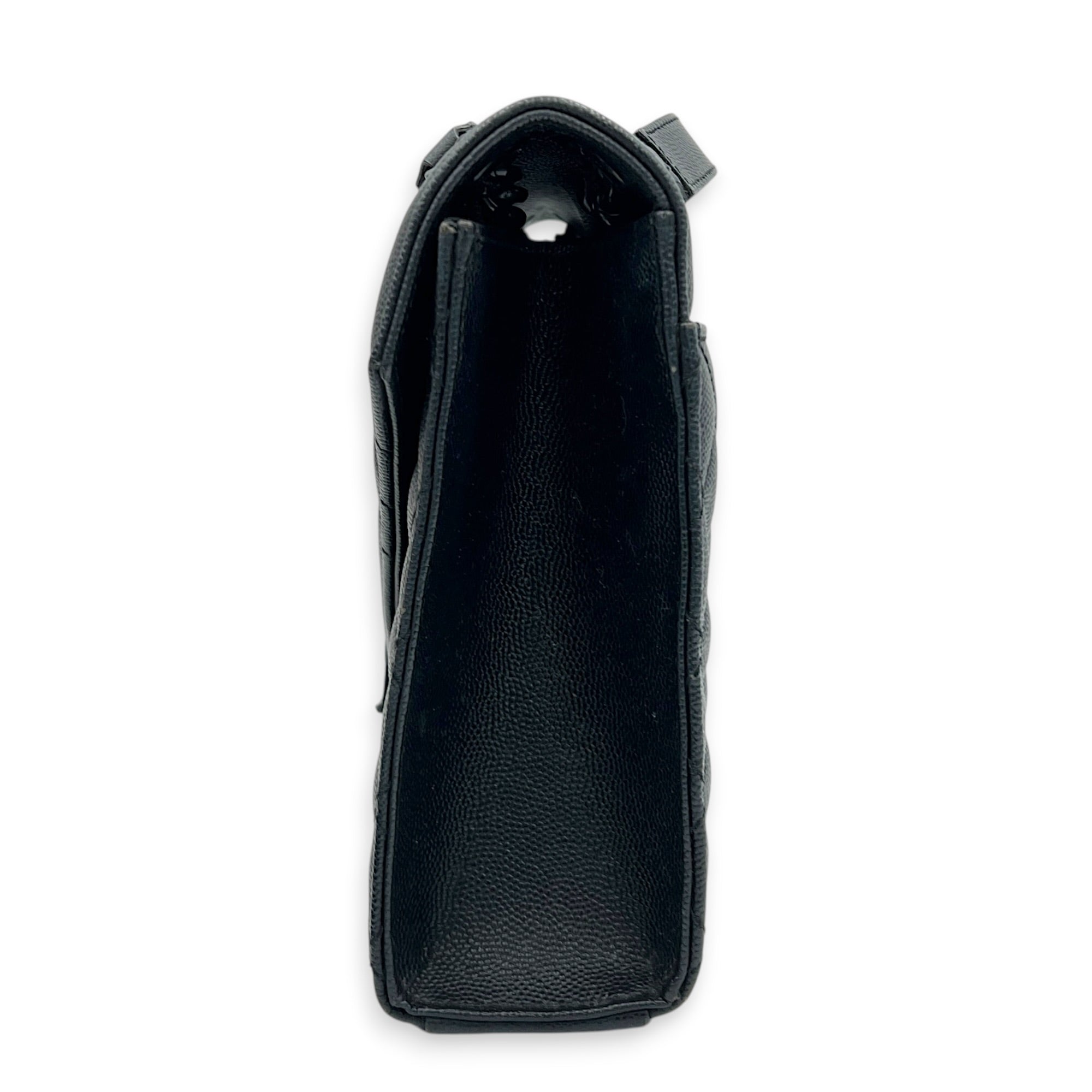 Envelope Black Shoulder Bag in Caviar Leather, Gunmetal hardware