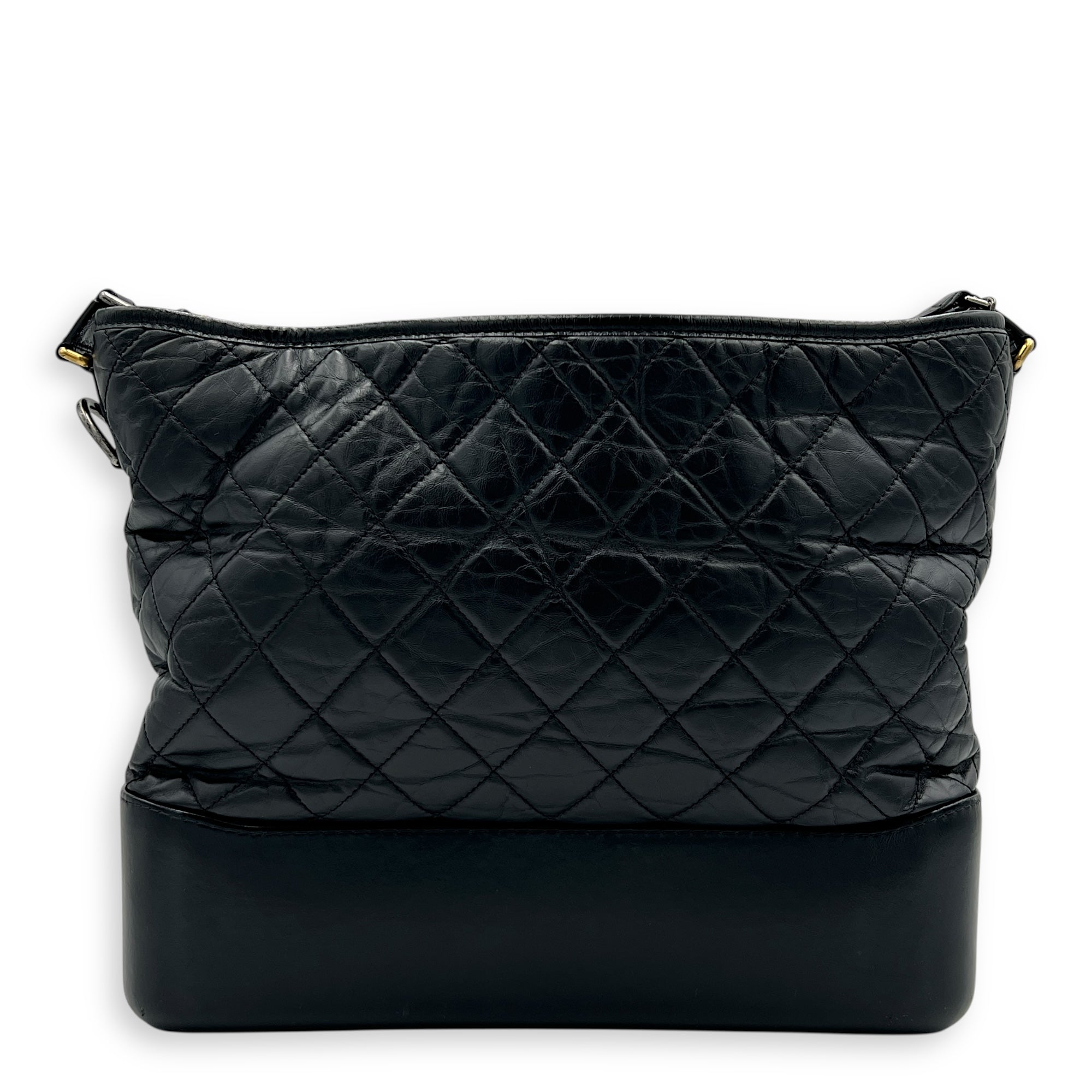 Gabrielle Shoulder Bag Large Black in Calfskin, Mixed hardware