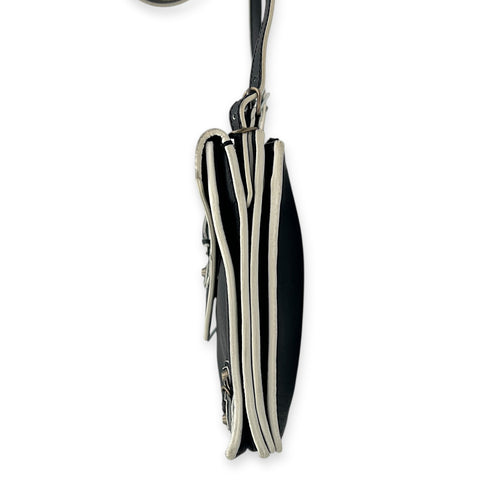 Papier Triple XS Black Crossbody Bag in Calfskin, Brass hardware