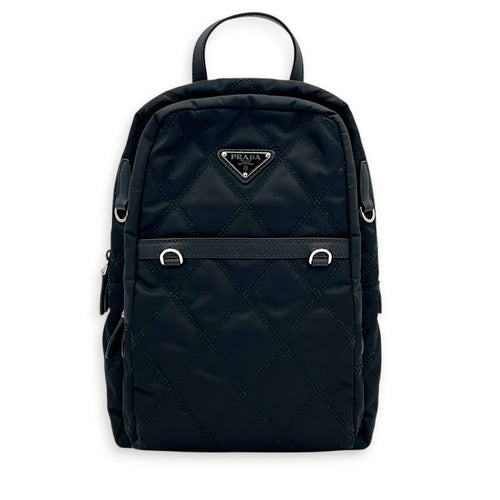 Re-Nylon Crossbody Bag Nero in Re-Nylon, Silver hardware