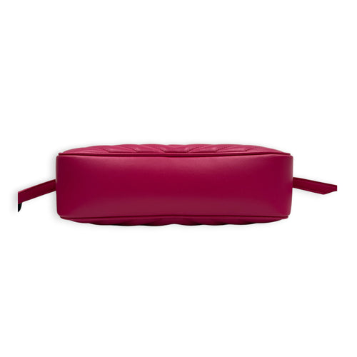 Lou Camera Fuchsia Crossbody Bag in Lambskin, Gold hardware