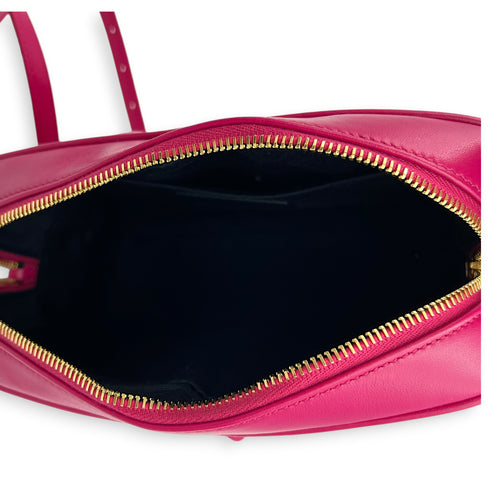Lou Camera Fuchsia Crossbody Bag in Lambskin, Gold hardware
