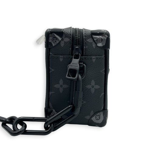 Soft Trunk Black Shoulder Bag in Monogram Coated Canvas, Gunmetal hardware