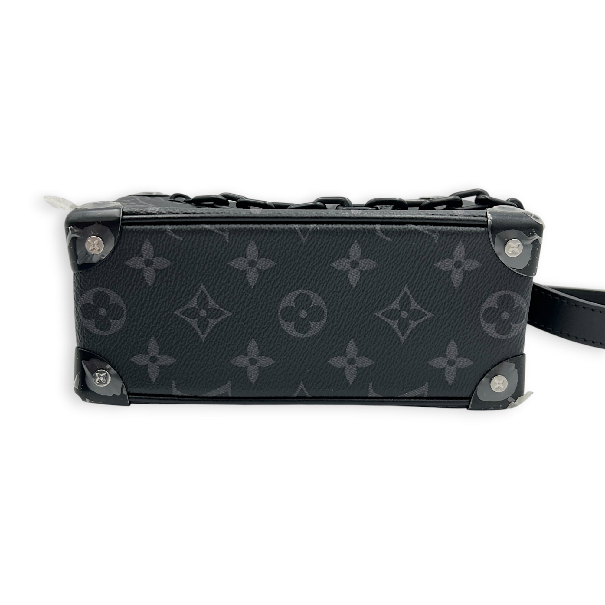 Soft Trunk Black Shoulder Bag in Monogram Coated Canvas, Gunmetal hardware