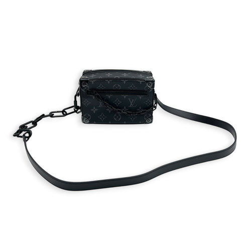 Soft Trunk Black Shoulder Bag in Monogram Coated Canvas, Gunmetal hardware