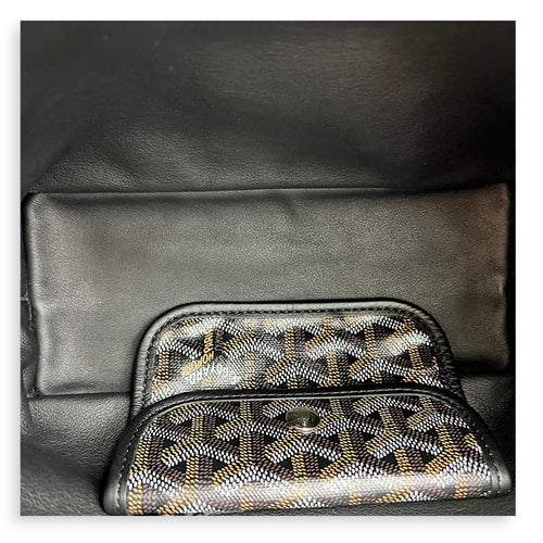 Anjou Top Handle Bag Mini Black in Coated Canvas, Silver hardware